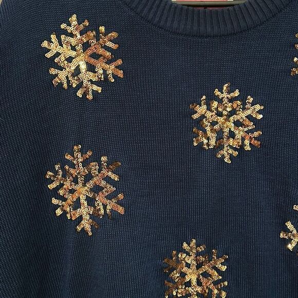 Tipsy Elves Blue Sequin Snowflake Dress XXL Sweater Dress - Picture 4 of 10
